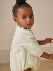 Mint Green Embroidered Baby Bloomer Romper with Tights (0mths-2yrs) - Image 2 of 13
