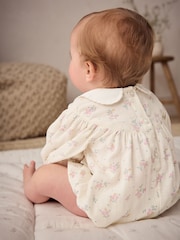 Ecru Floral Embroidered Baby Bloomer Romper with Tights (0mths-2yrs) - Image 10 of 10