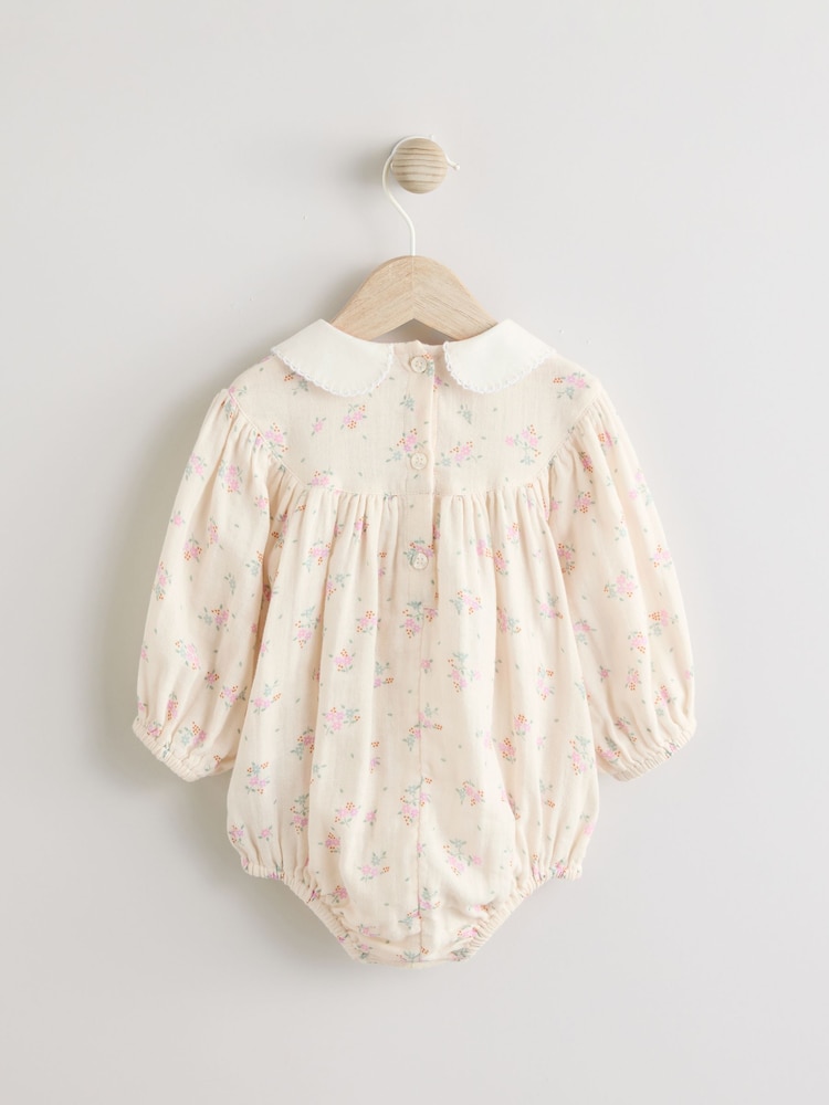 Ecru Floral Embroidered Baby Bloomer Romper with Tights (0mths-2yrs) - Image 2 of 10