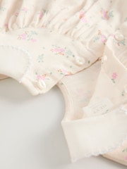 Ecru Floral Embroidered Baby Bloomer Romper with Tights (0mths-2yrs) - Image 5 of 10