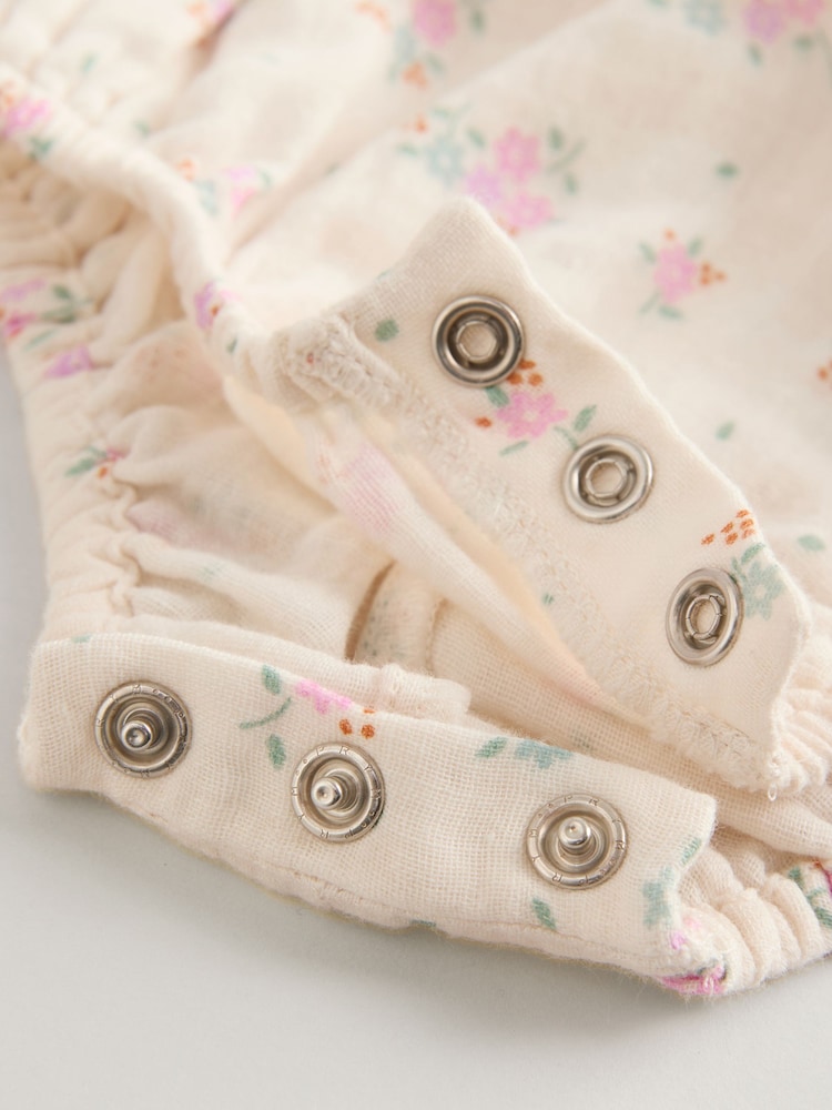 Ecru Floral Embroidered Baby Bloomer Romper with Tights (0mths-2yrs) - Image 6 of 10