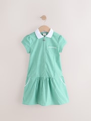 Green Zip Front Cotton Rich Gingham School Dress (3-14yrs) - Image 6 of 10