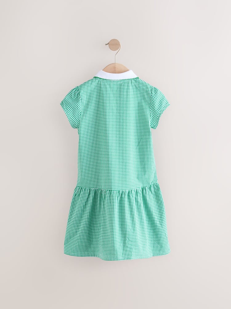 Green Zip Front Cotton Rich Gingham School Dress (3-14yrs) - Image 7 of 10