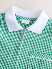 Green Zip Front Cotton Rich Gingham School Dress (3-14yrs) - Image 8 of 10