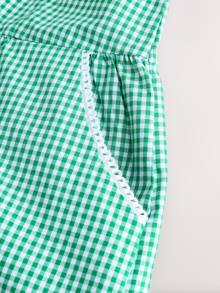 Green Zip Front Cotton Rich Gingham School Dress (3-14yrs) - Image 9 of 10