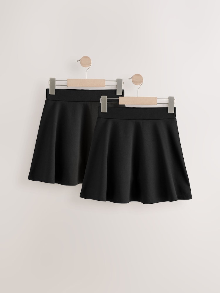 Black Pull On Skort 2 Pack With Jersey Stretch (3-17yrs) - Image 1 of 6