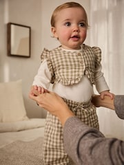 Green Gingham 3 Piece Baby Long Sleeve Bodysuit, Trousers & Gilet Set (0mths-2yrs) - Image 1 of 19