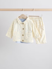 White/Blue Floral Print Baby Long Sleeve 100% Cotton Bodysuit Denim Jacket & Trousers 3 Piece Set (0mths-2yrs) - Image 1 of 17
