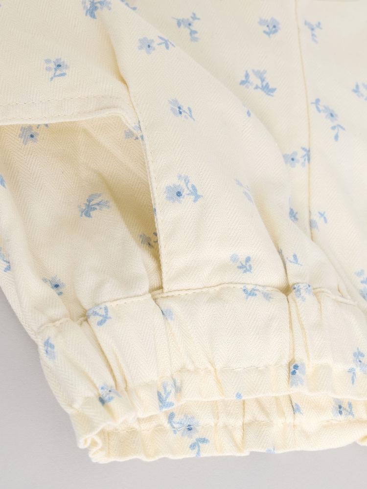 White/Blue Floral Print Baby Long Sleeve 100% Cotton Bodysuit Denim Jacket & Trousers 3 Piece Set (0mths-2yrs) - Image 13 of 17