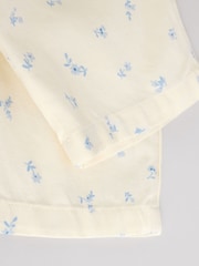 White/Blue Floral Print Baby Long Sleeve 100% Cotton Bodysuit Denim Jacket & Trousers 3 Piece Set (0mths-2yrs) - Image 14 of 17
