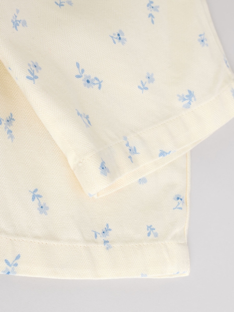 White/Blue Floral Print Baby Long Sleeve 100% Cotton Bodysuit Denim Jacket & Trousers 3 Piece Set (0mths-2yrs) - Image 14 of 17
