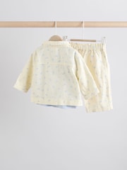 White/Blue Floral Print Baby Long Sleeve 100% Cotton Bodysuit Denim Jacket & Trousers 3 Piece Set (0mths-2yrs) - Image 2 of 17