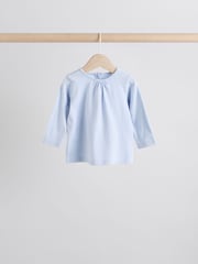 White/Blue Floral Print Baby Long Sleeve 100% Cotton Bodysuit Denim Jacket & Trousers 3 Piece Set (0mths-2yrs) - Image 5 of 17