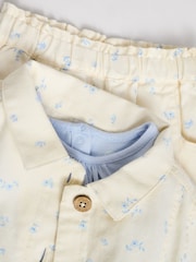 White/Blue Floral Print Baby Long Sleeve 100% Cotton Bodysuit Denim Jacket & Trousers 3 Piece Set (0mths-2yrs) - Image 9 of 17