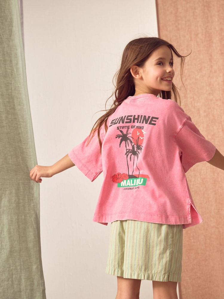 Pink Sunshine 100% Cotton Graphic Print T-Shirt (3-16yrs) - Image 1 of 8 Pink Sunshine 100% Cotton Graphic Print T-Shirt (3-16yrs) - Image 1 of 8