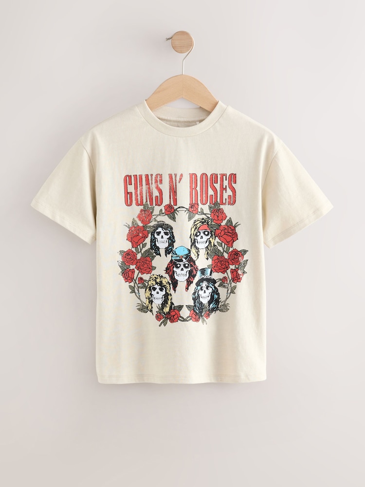 Crème - T-shirt Guns and Roses License Band (3-16ans) - Image 1 of 4