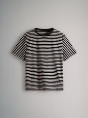 The Set Black/Berry Red/Taupe Brown/White/Stripe 5 Pack Relaxed Short Sleeve 100% Cotton T-Shirts - Image 11 of 13