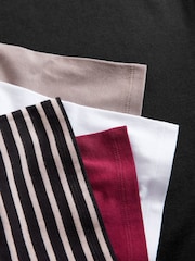 The Set Black/Berry Red/Taupe Brown/White/Stripe 5 Pack Relaxed Short Sleeve 100% Cotton T-Shirts - Image 12 of 13