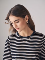 The Set Black/Berry Red/Taupe Brown/White/Stripe 5 Pack Relaxed Short Sleeve 100% Cotton T-Shirts - Image 6 of 13