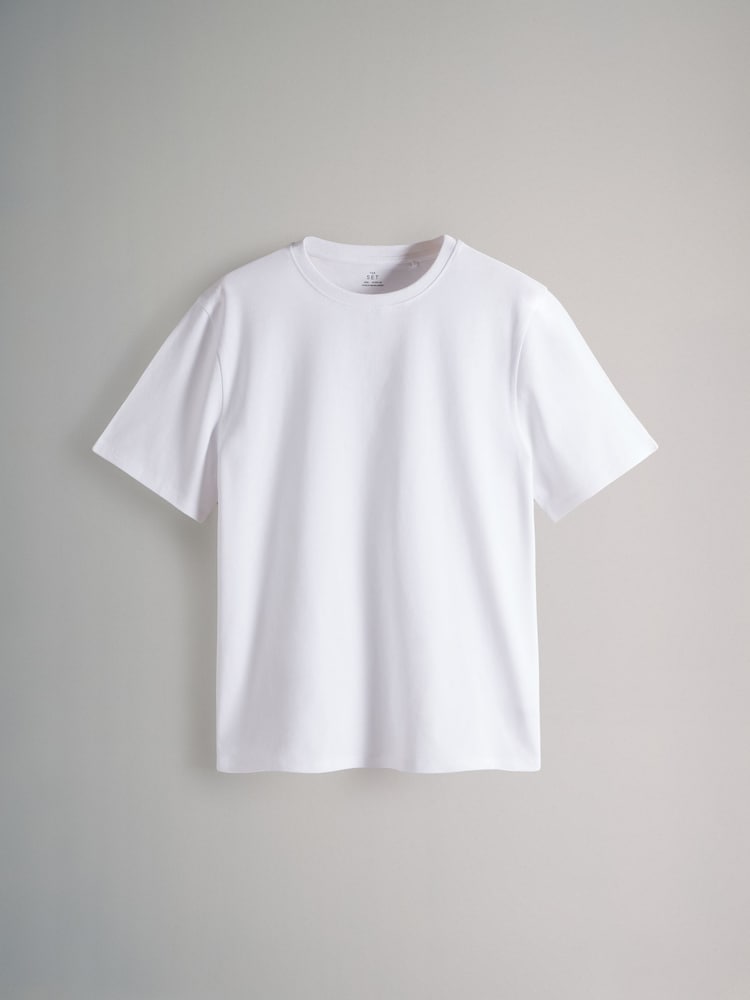 The Set Black/Berry Red/Taupe Brown/White/Stripe 5 Pack Relaxed Short Sleeve 100% Cotton T-Shirts - Image 7 of 13
