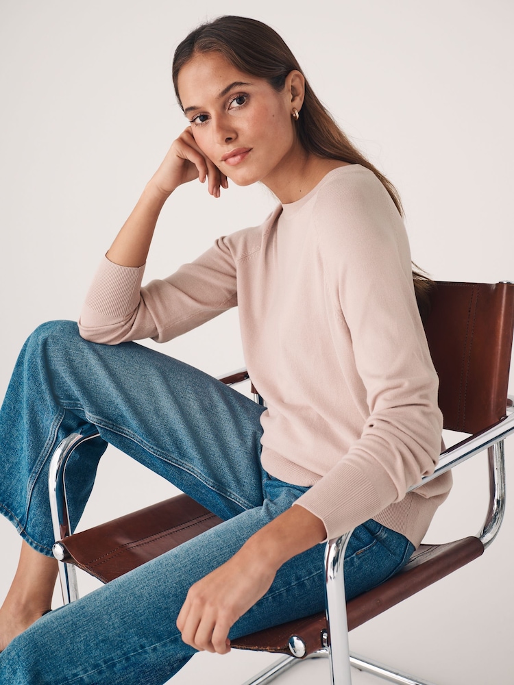 The Set Black/Pink/Chocolate Brown/Cream 4 Pack Fine Knit Crew Neck Jumpers - Image 1 of 8