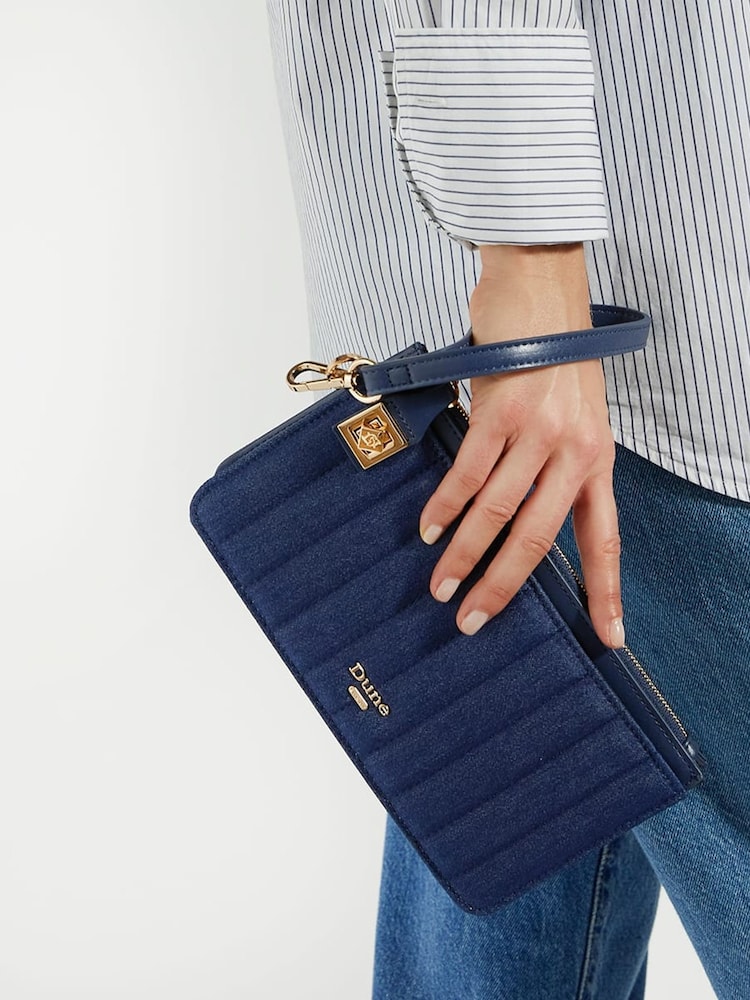 Dune London Blue Starlette Quilted Wristlet Pouch - Image 1 of 5