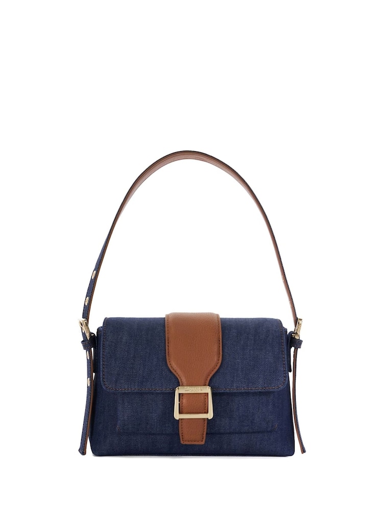 Dune London Blue Chrome Print Dara Pocket Front Shoulder Bag - Image 2 of 5