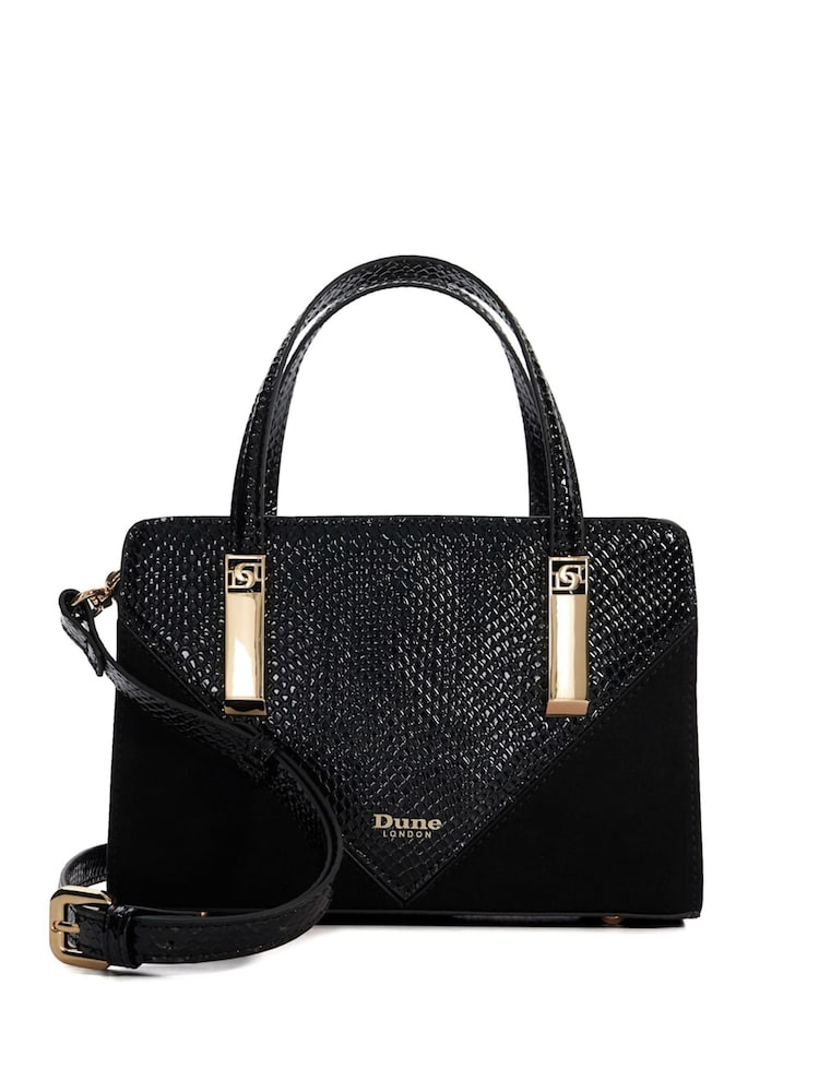 Dune London Black Chrome Dinkydenbeigh Mini Branded Handle Tote Bag - Image 1 of 5