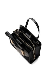 Dune London Black Chrome Dinkydenbeigh Mini Branded Handle Tote Bag - Image 3 of 5