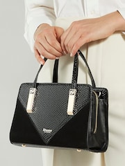Dune London Black Chrome Dinkydenbeigh Mini Branded Handle Tote Bag - Image 5 of 5