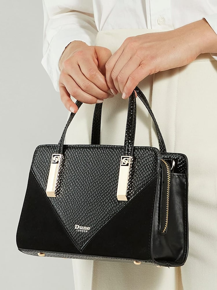 Dune London Black Chrome Dinkydenbeigh Mini Branded Handle Tote Bag - Image 5 of 5