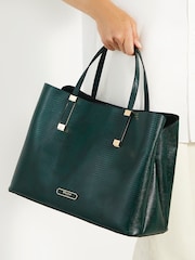 Dune London Green Dorry Large Unlined Tote Bag - Image 5 of 5