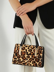 Dune London Animal Print Dinkydenbeigh Mini Branded Handle Tote Bag - Image 5 of 5
