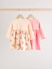 Pink/White Bear Print Baby Cotton Jersey Dresses 2 Pack (0mths-2yrs) - Image 4 of 12