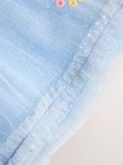 Blue Embroidered Flower Mesh Baby Dress (0mths-2yrs) - Image 6 of 7