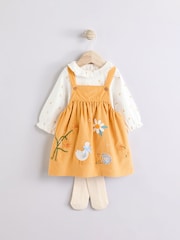 Oker z likom - dojenček Pinafore dolg rokav; z dolgimi rokavi bodi & hlačne nogavice Set (0mths-2yrs) - Slika 1 iz 10