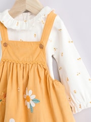 Oker z likom - dojenček Pinafore dolg rokav; z dolgimi rokavi bodi & hlačne nogavice Set (0mths-2yrs) - Slika 4 iz 10