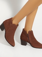 Dune London Brown Parlor Cropped Western Ankle Boots - Image 1 of 5