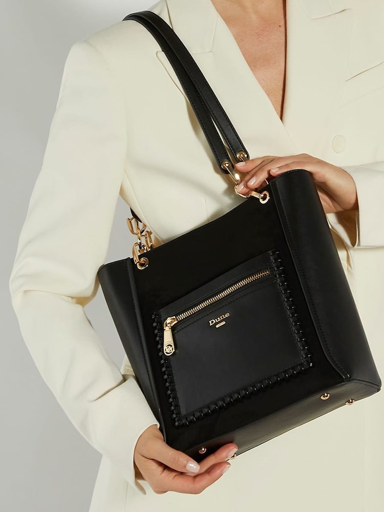Dune London Black Duckie Medium Bucket Bag - Image 1 of 5