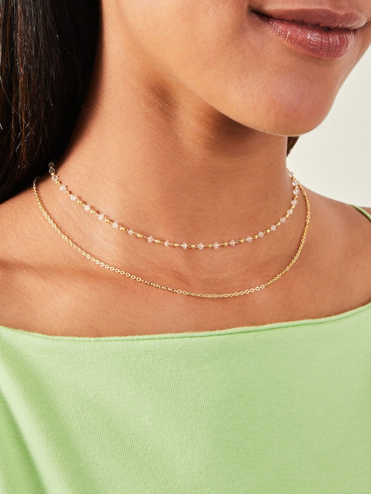 Accessorize Gold Plated 14ct Stationed Layered Necklace - Image 3 of 3