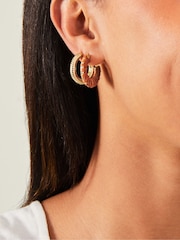 Accessorize Orange Raffia Beaded Hoops Earrings 3 Pack - Image 3 of 3