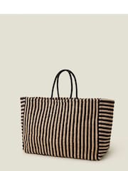 Accessorize Black Oversized Stripe Tote Bag - Image 2 of 4