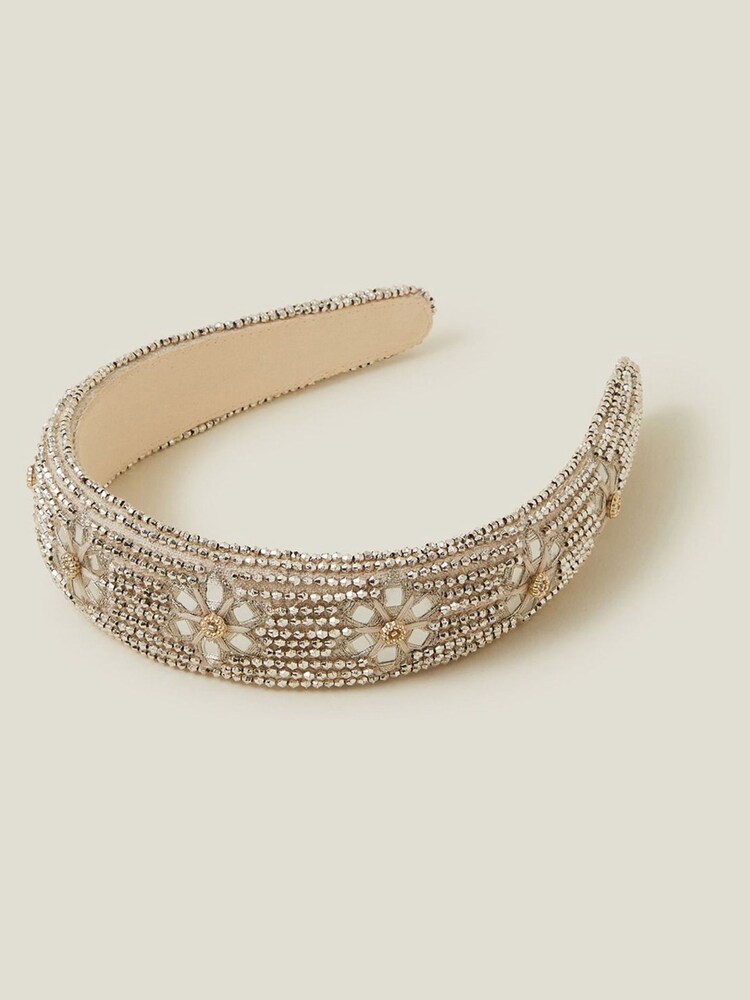 Accessorize Silver Flower Beaded Headband - Image 1 of 3 Accessorize Silver Flower Beaded Headband - Image 1 of 3