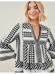 Accessorize Black/White Flute Sleeve Jacquard Dress - Image 2 of 4