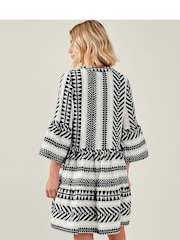 Accessorize Black/White Flute Sleeve Jacquard Dress - Image 3 of 4
