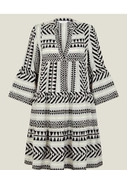 Accessorize Black/White Flute Sleeve Jacquard Dress - Image 4 of 4
