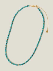 Accessorize Blue 14ct Gold Plated Beaded Necklace - Image 2 of 3