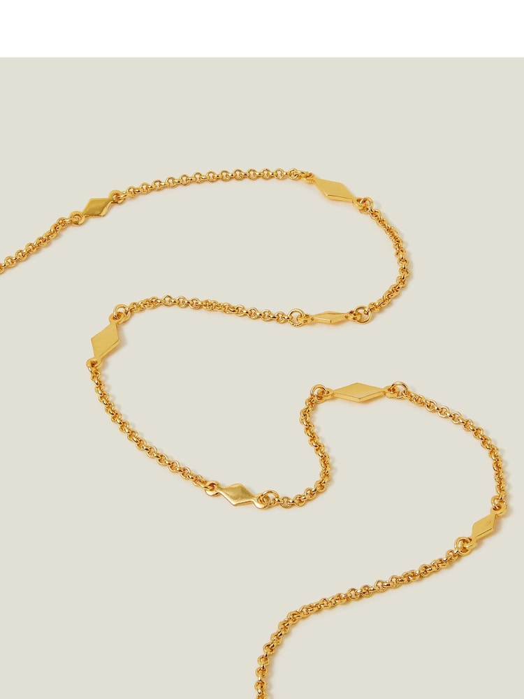 Accessorize Gold Plated 14ct Diamond Shape Station Necklace - Image 1 of 3 Accessorize Gold Plated 14ct Diamond Shape Station Necklace - Image 1 of 3