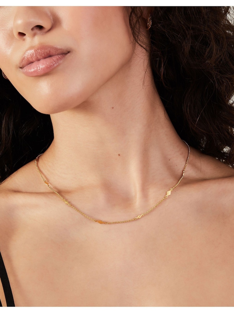 Accessorize Gold Plated 14ct Diamond Shape Station Necklace - Image 3 of 3 Accessorize Gold Plated 14ct Diamond Shape Station Necklace - Image 3 of 3
