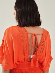Accessorize Orange Short Embroidered Kaftan - Image 2 of 4